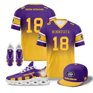 Custom Purple Yellow Minnesota Football MaxSoul Shoes and Hat Combo Offer Personalized Combo ZH-D020268-17