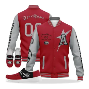 Custom Red Gray Black Atlanta Jacket and Sports Shoes Combo Offer Personalized Combo ZH-D020294-3