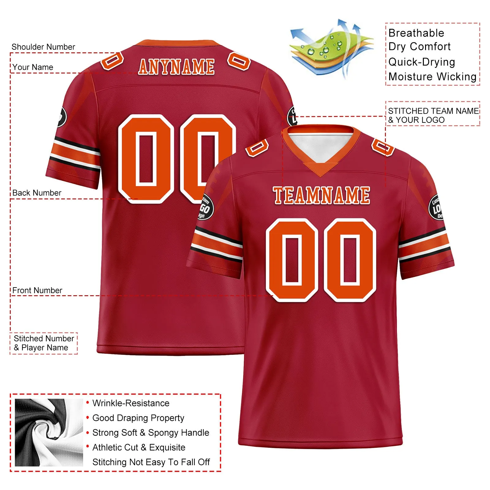 Custom Red Tampa Bay Football Jersey and Sports Shoes Combo Offer Personalized Combo ZH-D025008-28