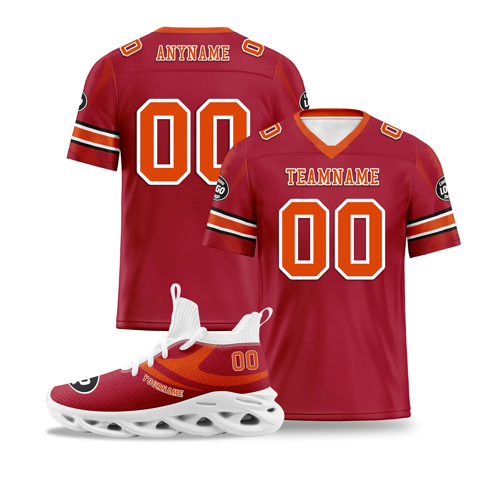 Custom Red Tampa Bay Football Jersey and Sports Shoes Combo Offer Personalized Combo ZH-D025008-28