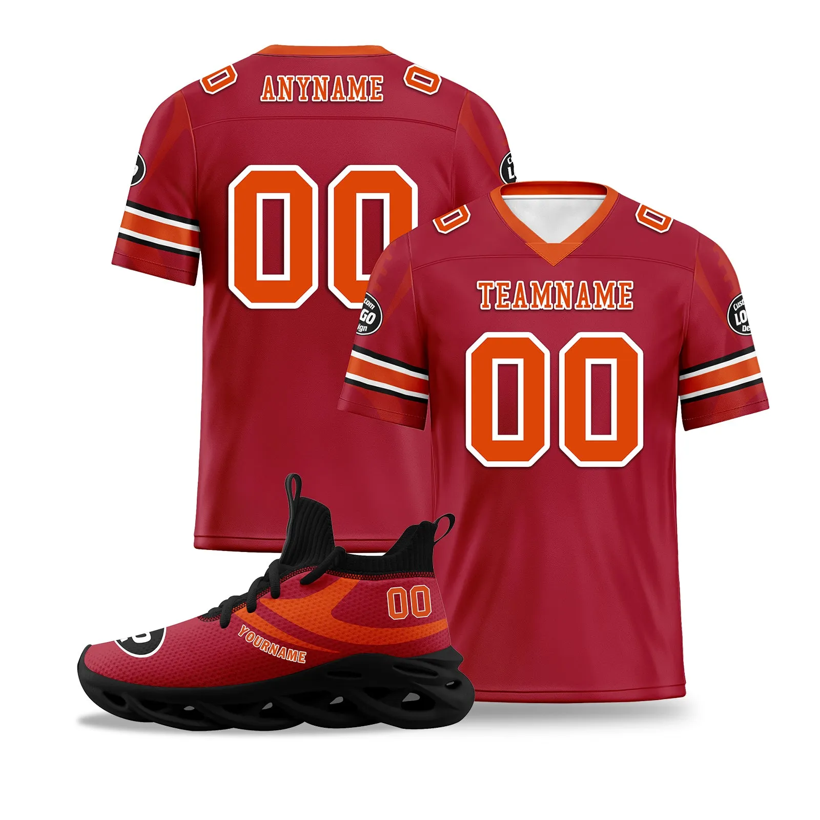 Custom Red Tampa Bay Football Jersey and Sports Shoes Combo Offer Personalized Combo ZH-D025008-28