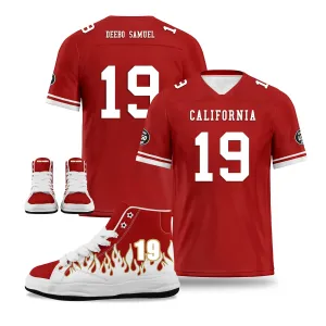 Custom Red White San Francisco Football Jersey and Firesoul Sports Shoes Combo Offer Personalized Combo ZH-D020273-25