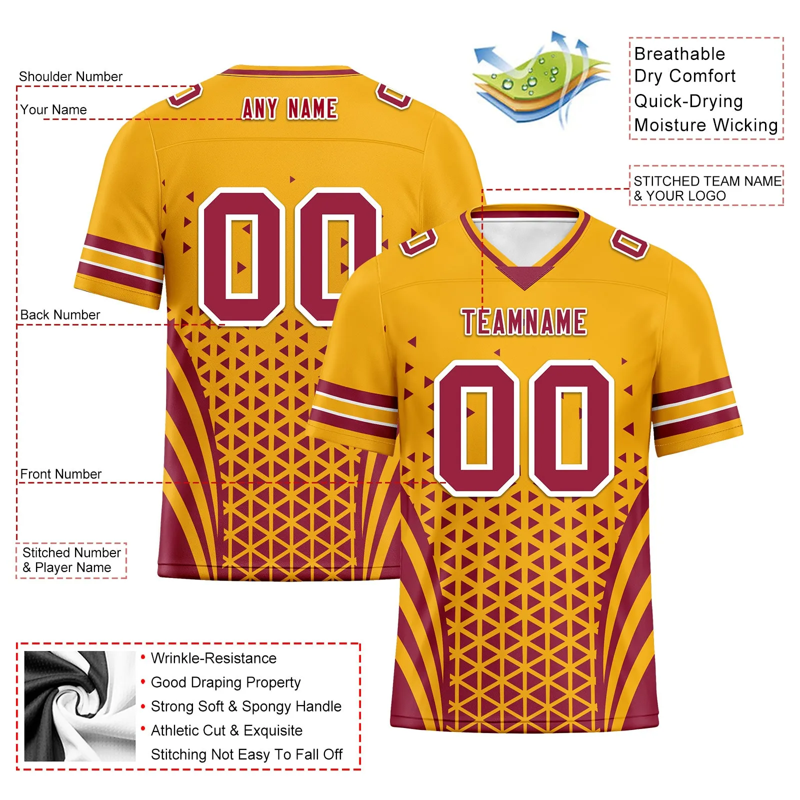 Custom Red Yellow Arizona Football Jersey and Sports Shoes Combo Offer Personalized Combo ZH-D023031-1