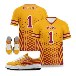 Custom Red Yellow Arizona Football Jersey and Sports Shoes Combo Offer Personalized Combo ZH-D023031-1