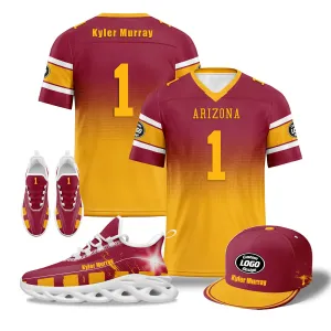 Custom Red Yellow Arizona Football MaxSoul Shoes and Hat Combo Offer Personalized Combo ZH-D020268-1