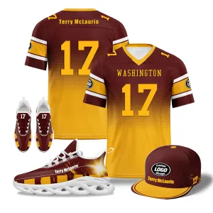 Custom Red Yellow Washington Football MaxSoul Shoes and Hat Combo Offer Personalized Combo ZH-D020268-31