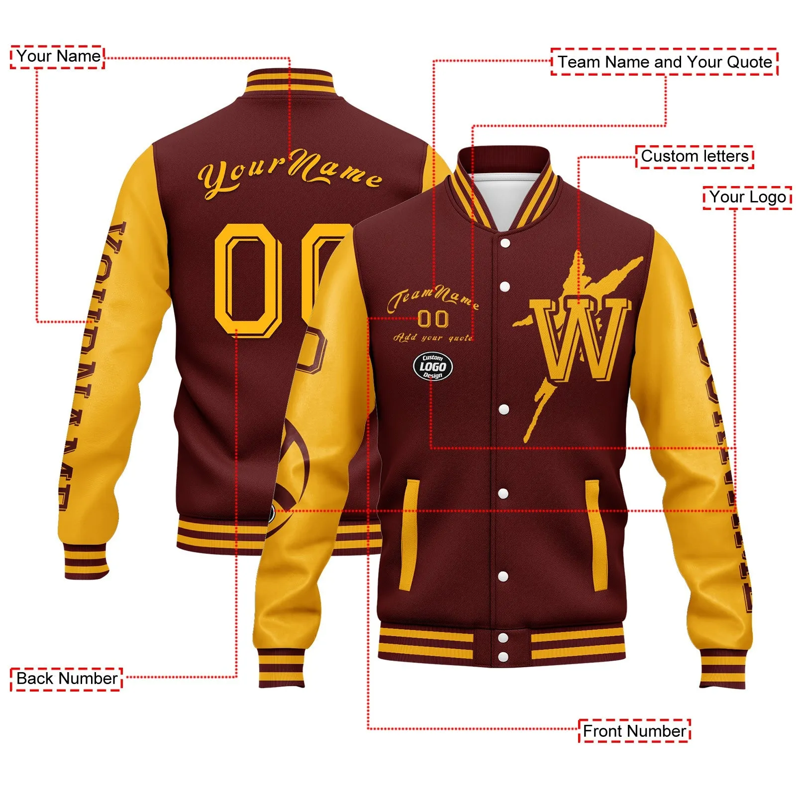 Custom Red Yellow Washington Jacket and Sports Shoes Combo Offer Personalized Combo ZH-D020294-31