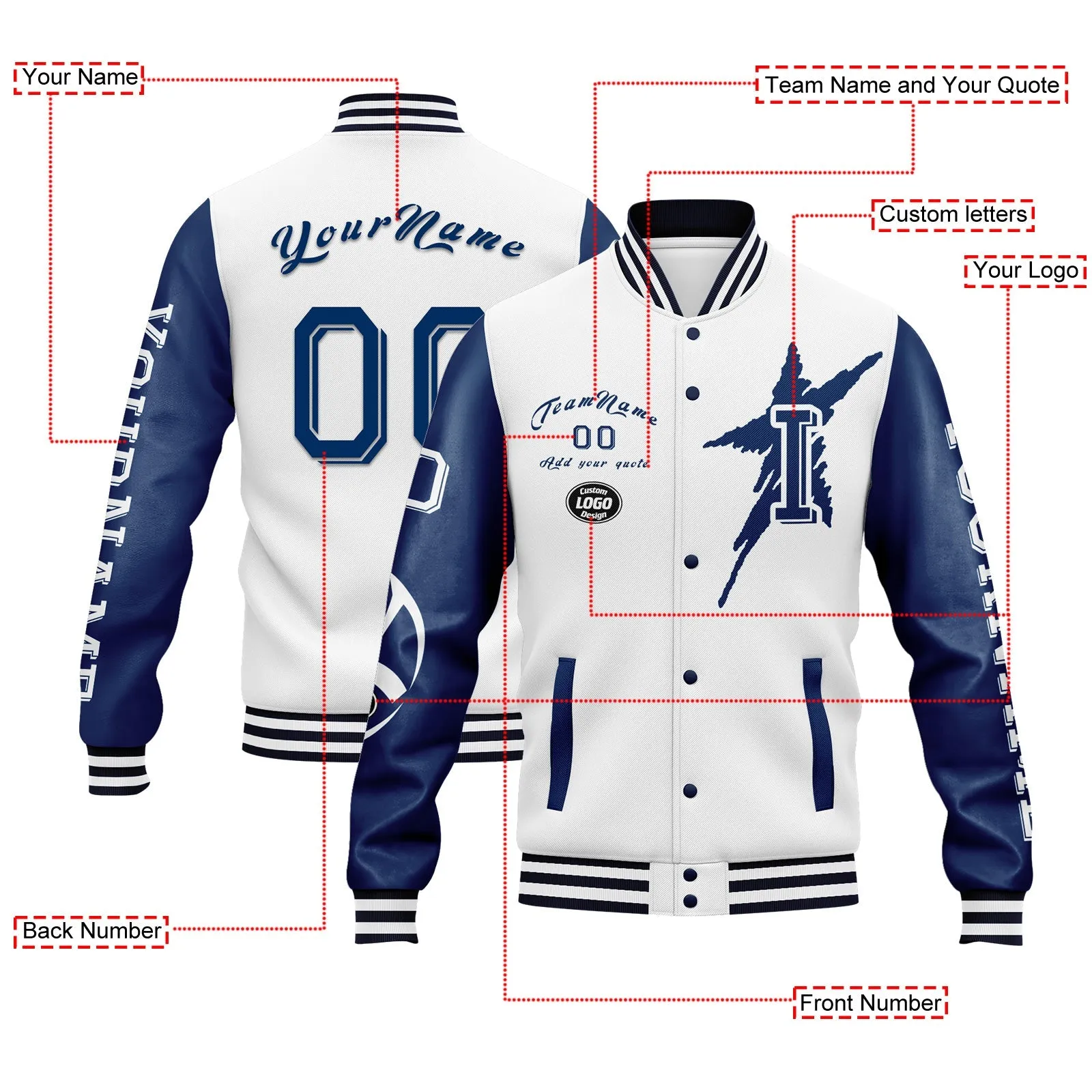 Custom White Blue Indianapolis Jacket and Sports Shoes Combo Offer Personalized Combo ZH-D020294-14