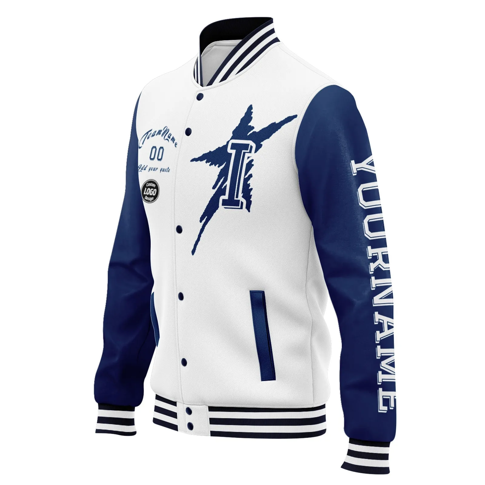 Custom White Blue Indianapolis Jacket and Sports Shoes Combo Offer Personalized Combo ZH-D020294-14