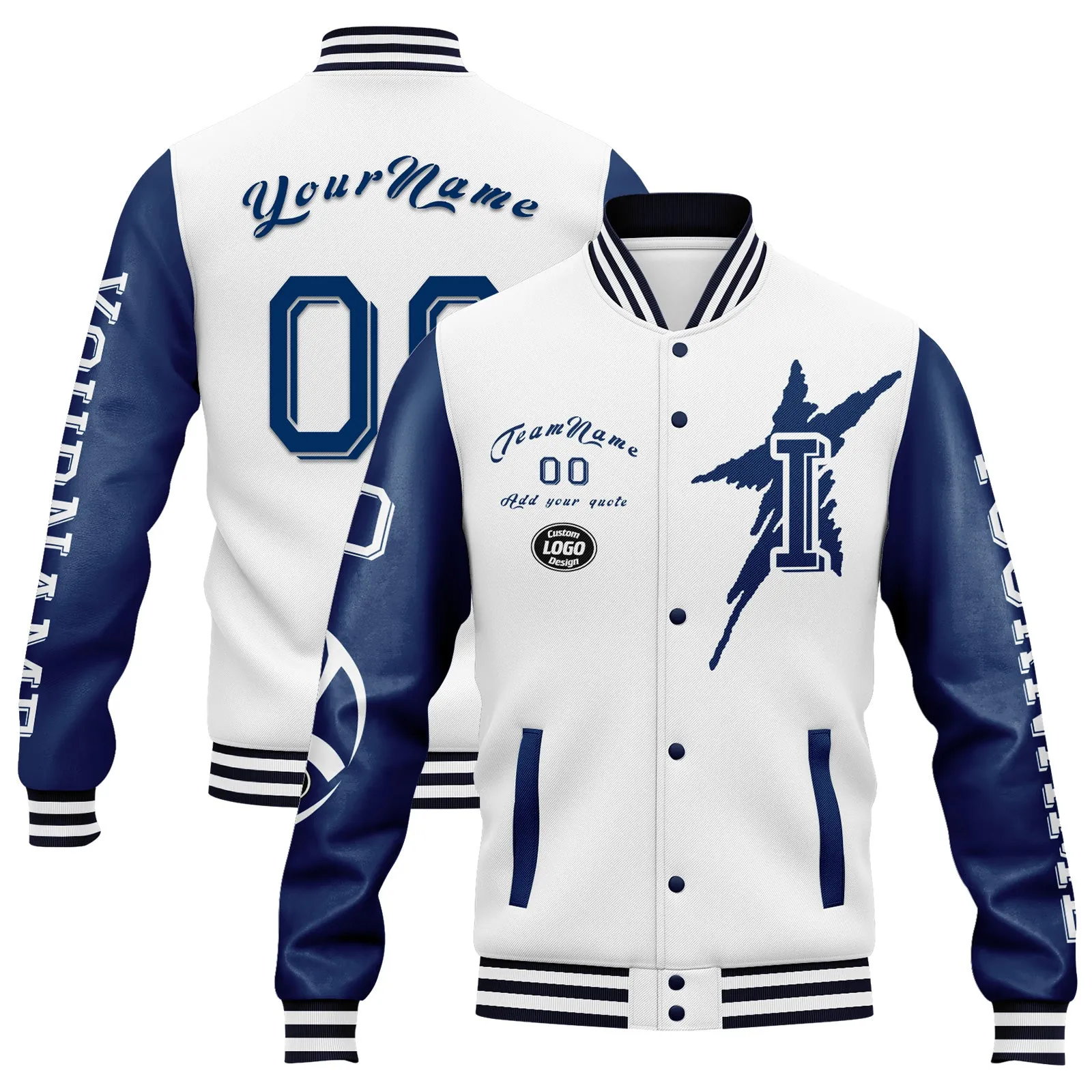 Custom White Blue Indianapolis Jacket and Sports Shoes Combo Offer Personalized Combo ZH-D020294-14