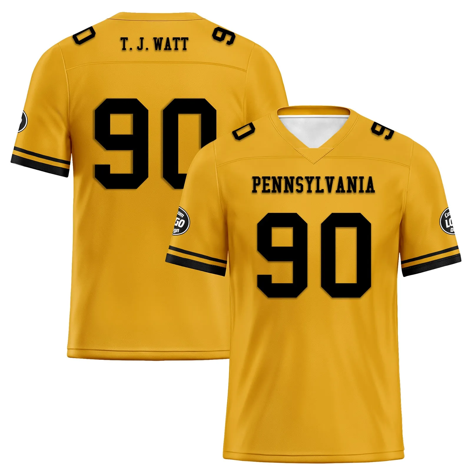 Custom Yellow Black Pittsburgh Football Jersey and Firesoul Sports Shoes Combo Offer Personalized Combo ZH-D020273-30