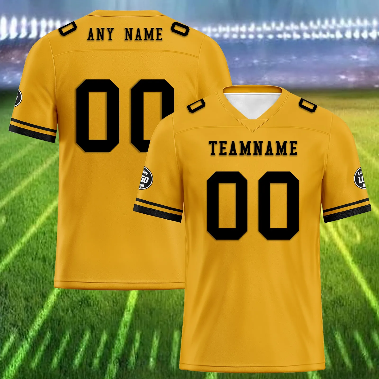 Custom Yellow Black Pittsburgh Football Jersey and Firesoul Sports Shoes Combo Offer Personalized Combo ZH-D020273-30