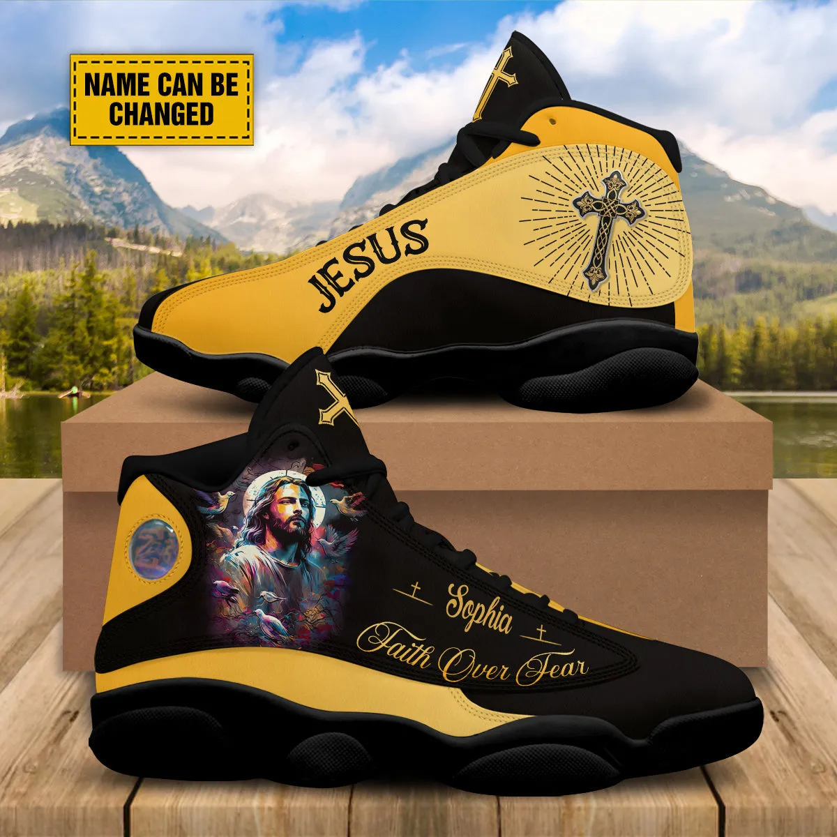 Customized Jesus Portrait Colorful Shoes - Walk By Faith Jesus Christian Personalized Shoes