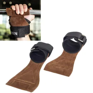 EADEN Pull-ups Booster Gloves Horizontal Bar Non-slip Wrist Assist Belt Fitness Bracer, Size:M(Cowhide)