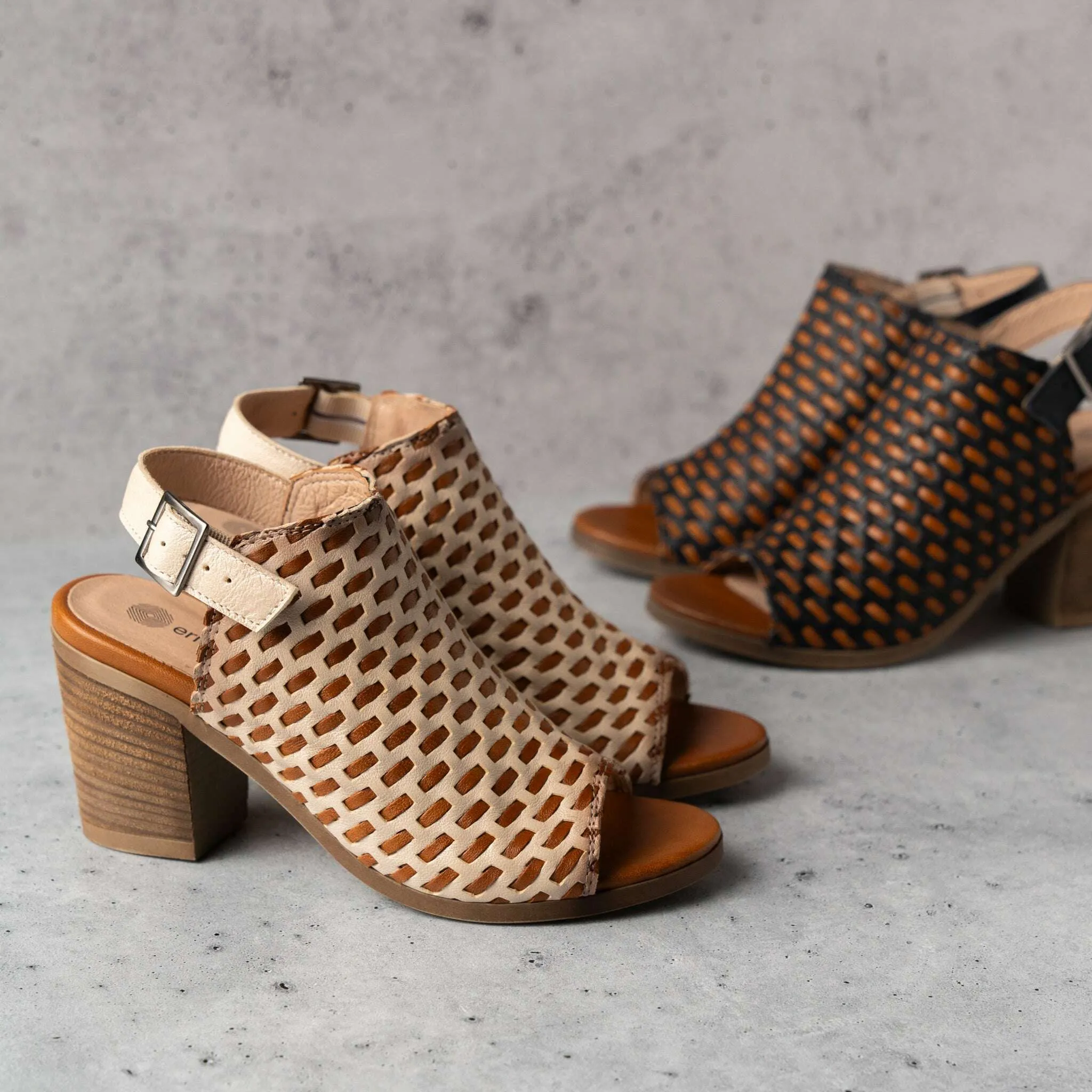 Eric Michael - Paris - Woven Cream/Tan or Black/Tan