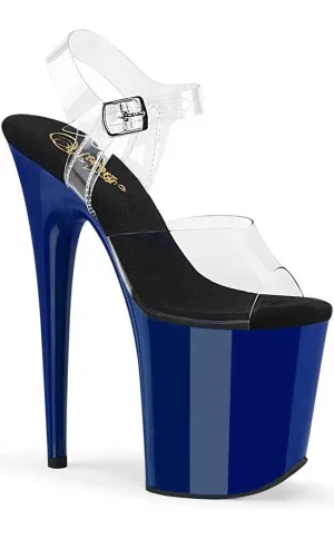 FLAMINGO-808C Clear & Royal Blue Platform Heels