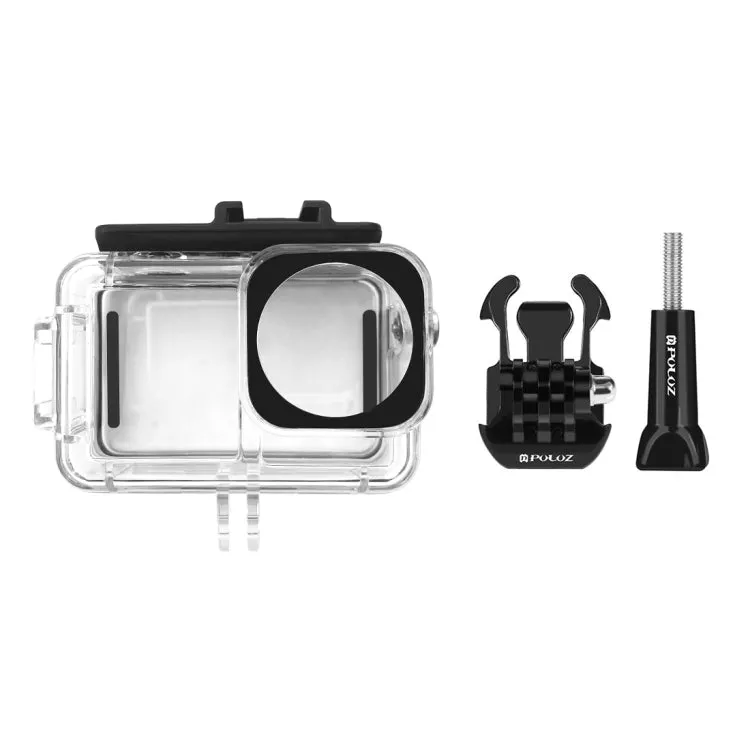 For DJI Osmo Action 5 Pro / 3 / 4 PULUZ 40m Underwater Waterproof Housing Diving Case with Cold Shoe & Buckle Basic Mount & Screw