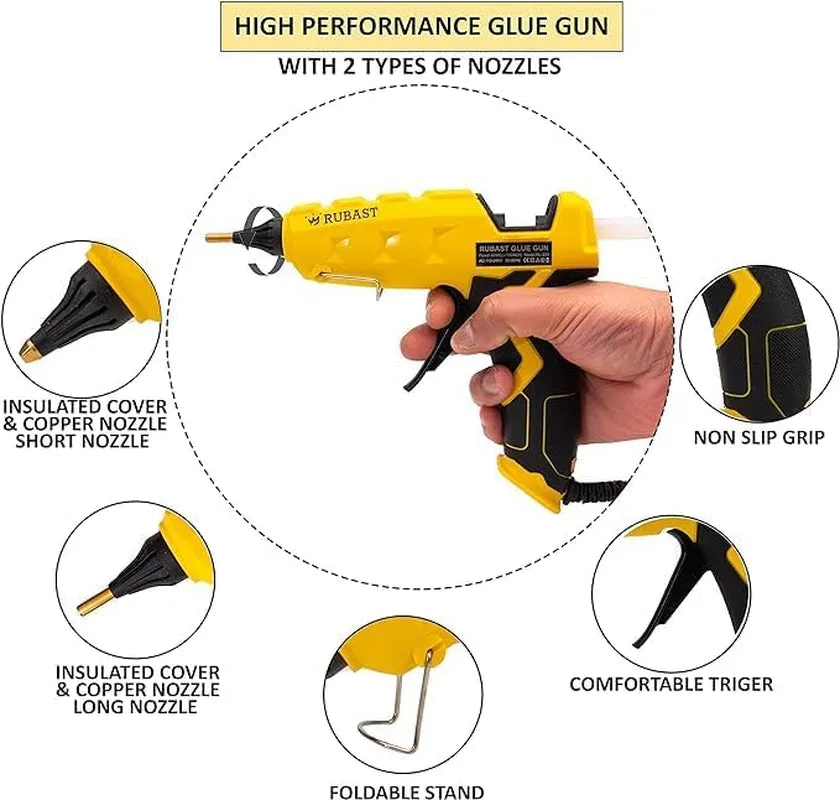 Full Size Heavy Duty Industrial Hot Glue Gun, 60/100w Dual Power & Dual Nozzle, Free 20 Glue Sticks Pack (15×11cm)- High Heating Temp Glue Gun Suitable for DIY Arts,Crafts,Home Repairs-UK Plug