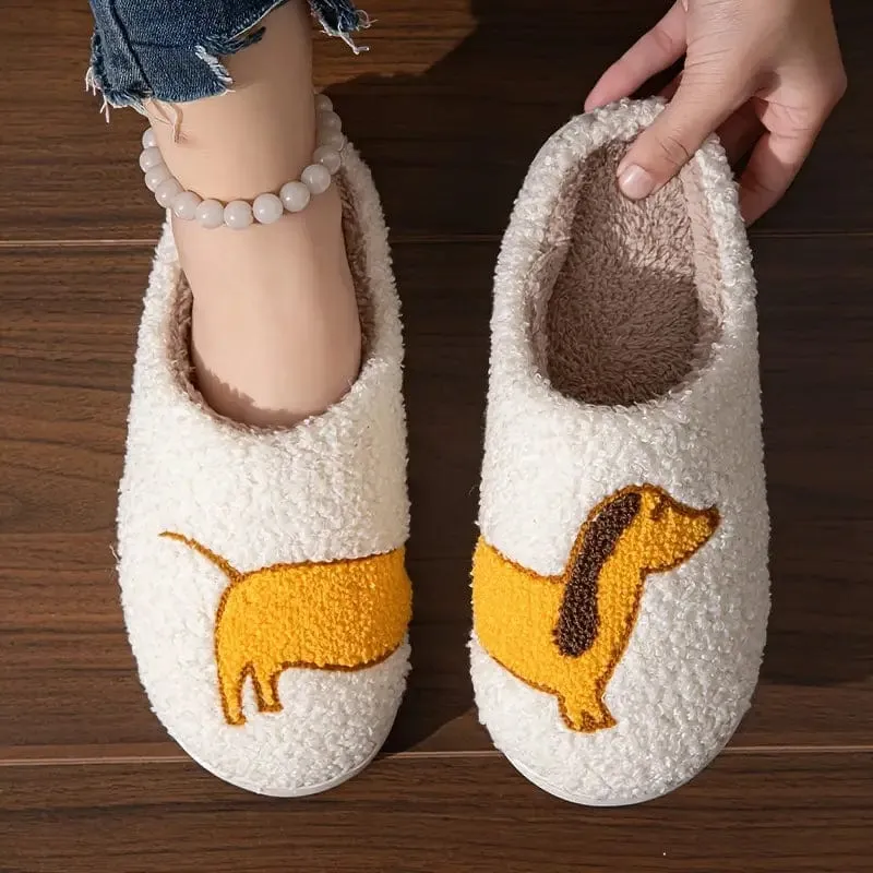 Fuzzy Dachshund Slippers