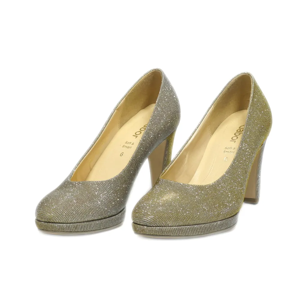 Gabor High-Heel Shoes Leather Gold Colour For Women