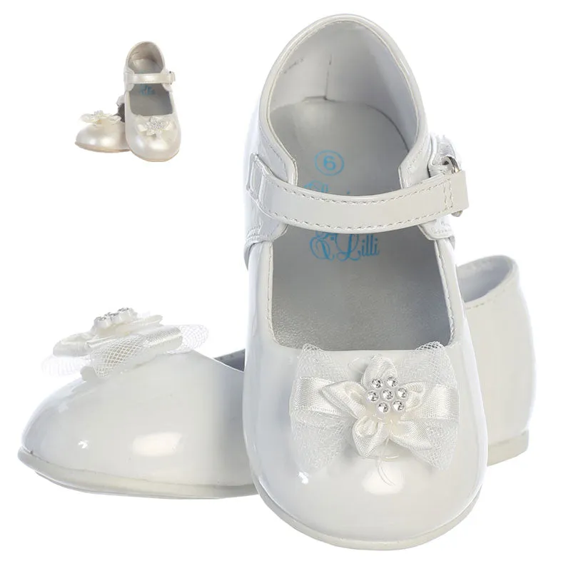 Girls Communion Shoes w/ Bow, in Ivory or White