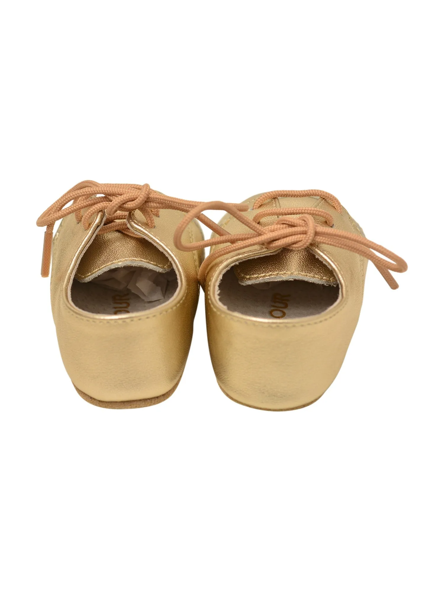 Girls Gold Shimmery Lace-Up Closure Leather Crib Shoes 0 Baby-5 Toddler