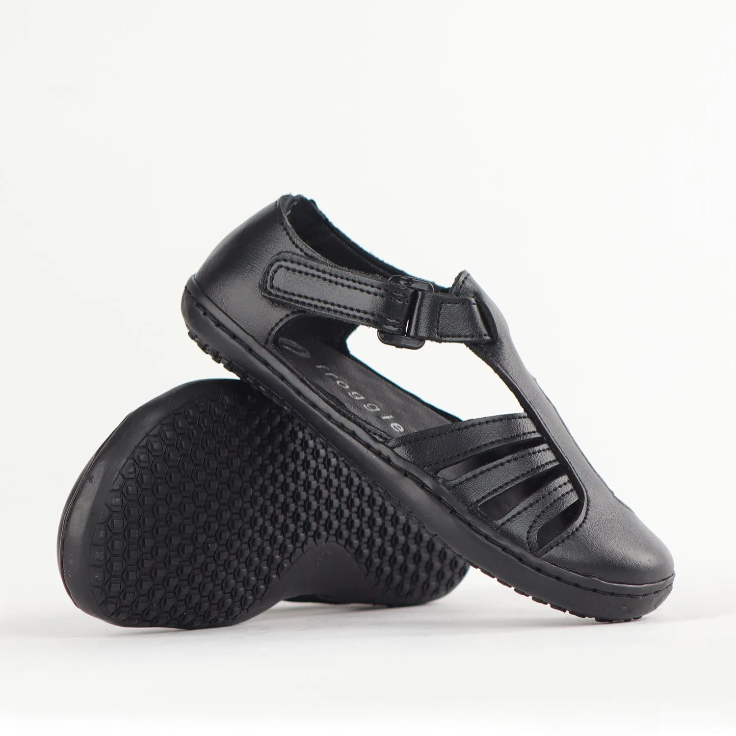 Girls School Sandal in Black Sizes 28 - 35 - 7810