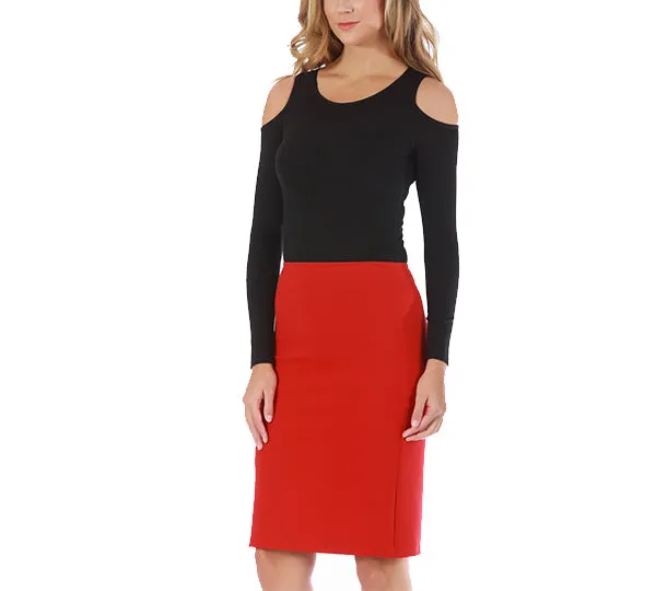 InstantFigure Short Pencil Skirt with Elastic Waist 168024