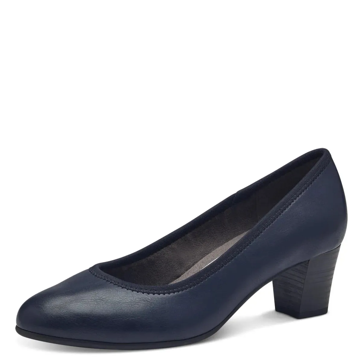 Jana Navy Wide-Fit Block Heel Shoe: Stability and Comfort