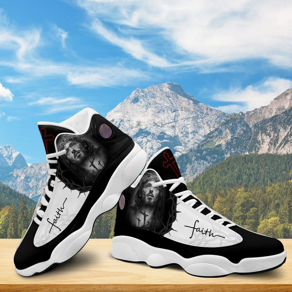 Jesus Portrait Art And Faith Basketball Shoes For Men Women - Christian Shoes - Jesus Shoes - Unisex Basketball Shoes