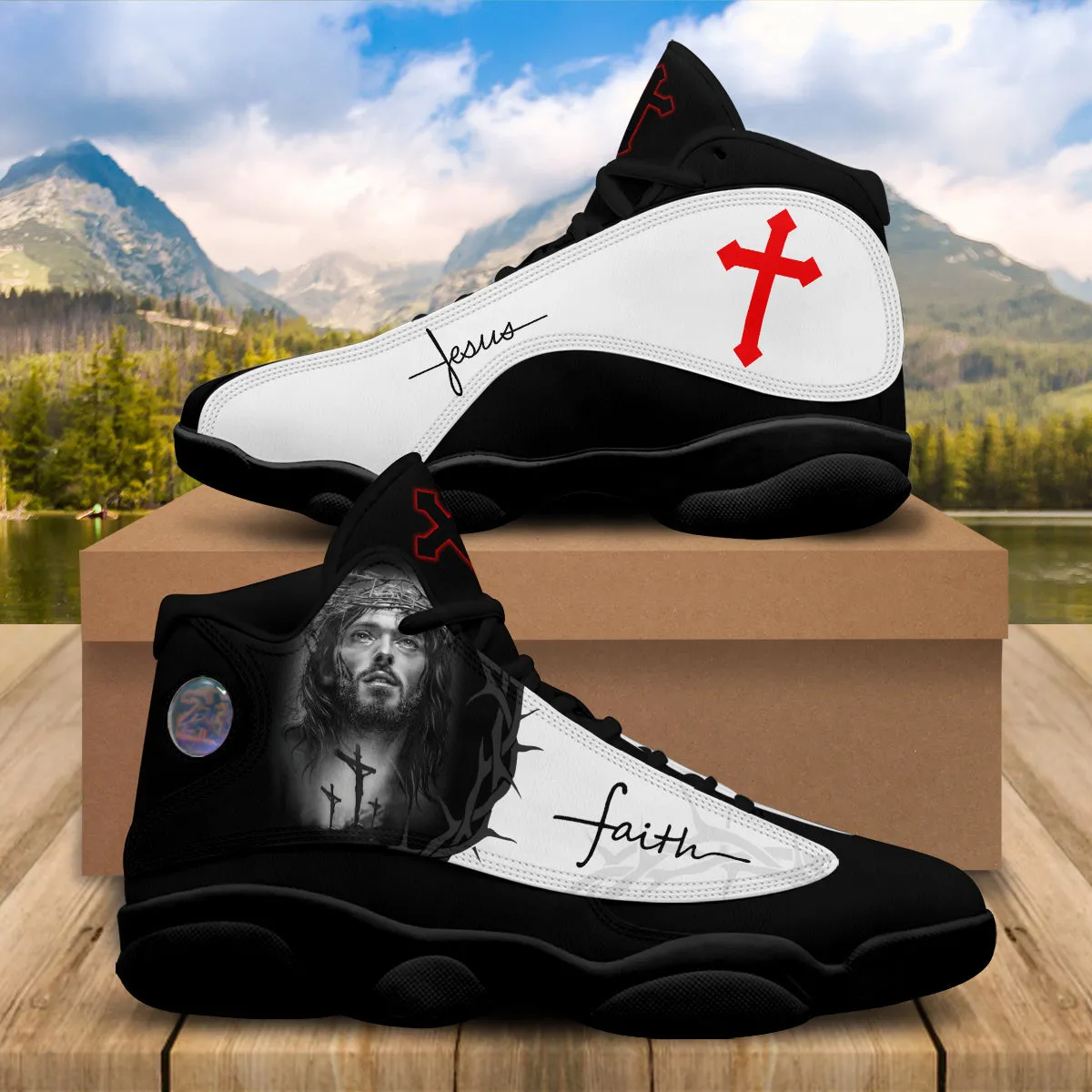 Jesus Portrait Art And Faith Basketball Shoes For Men Women - Christian Shoes - Jesus Shoes - Unisex Basketball Shoes