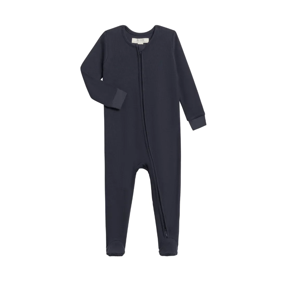 Kit Ribbed Zipper Sleeper - Navy