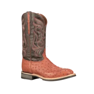 Lucchese Men's Rowdy Cognac Brown Full Quill Ostrich Horseman Barn Boots