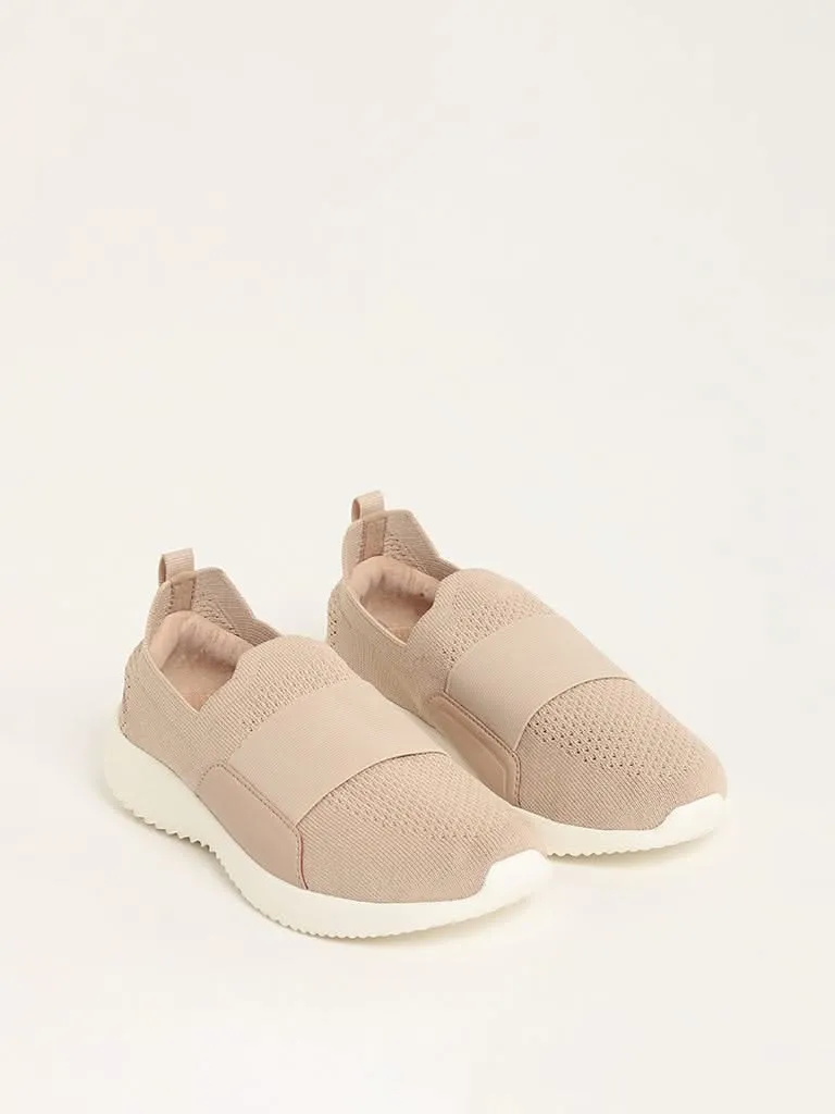 LUNA BLU Beige Elastic Knit Sport Shoes