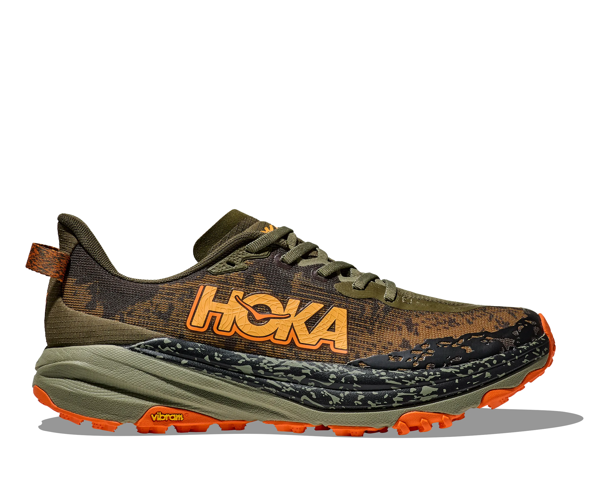 Men's Hoka Speedgoat 6 Color: Ant Olive/ Squash (WIDE WIDTH)