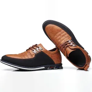 Men's Plaid British Style Derby Shoes, Wear-resistant Non-Slip Dress Shoes For Wedding Business