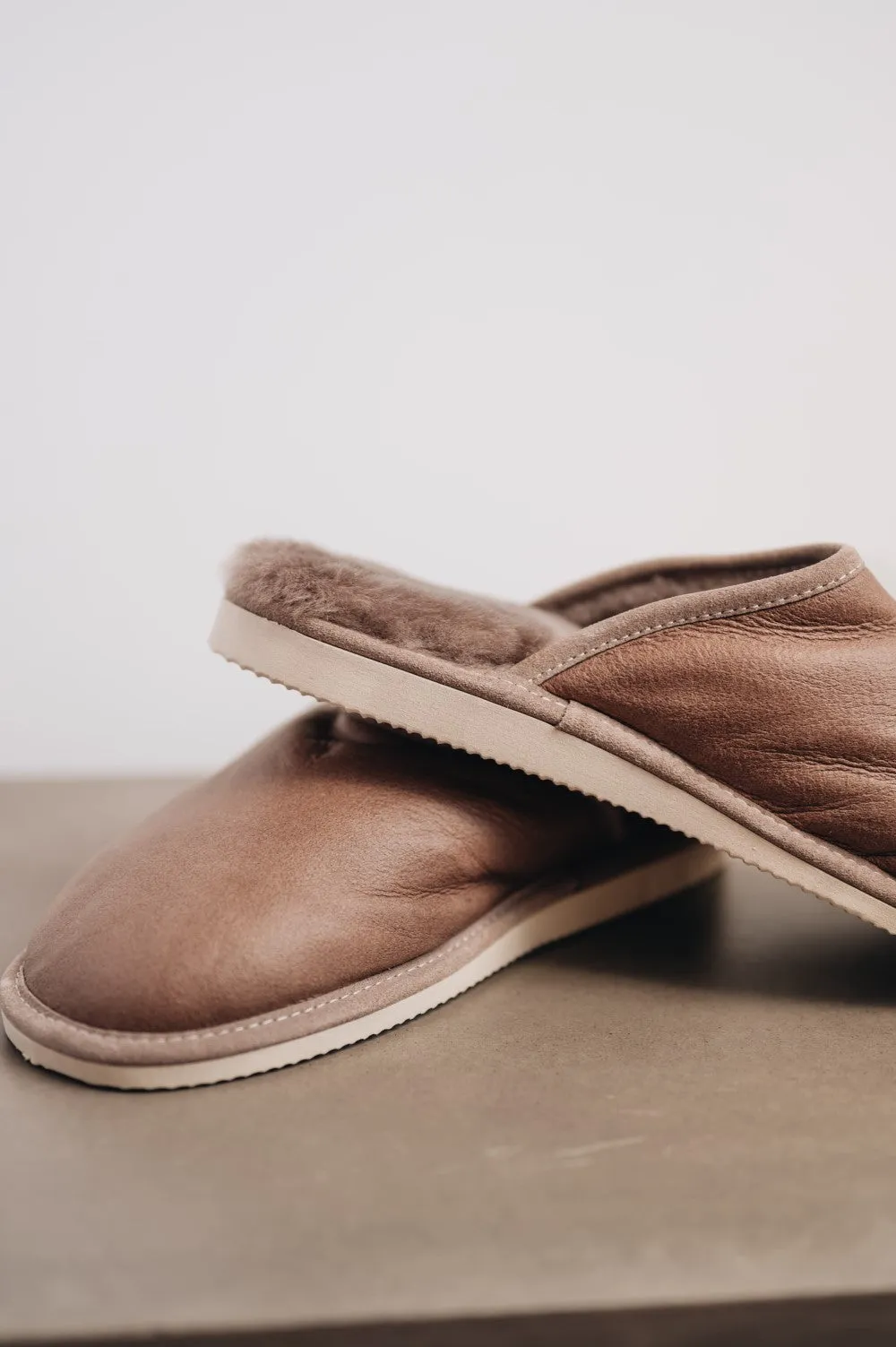 Men's Sheepskin Slip On Slippers with Sole | IDRIS