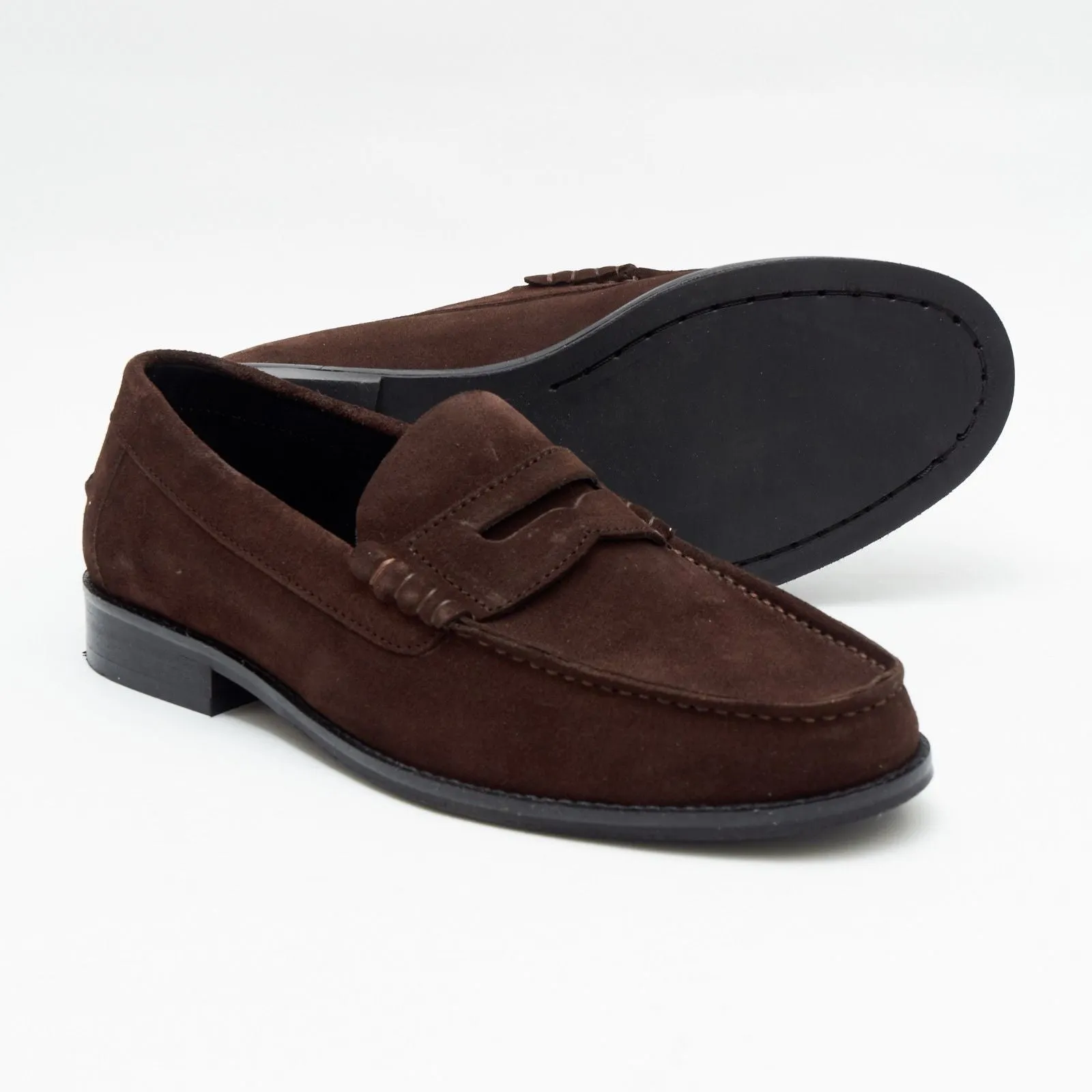 Mens Suede Casual Slip On Shoes - 17925_Brown Suede