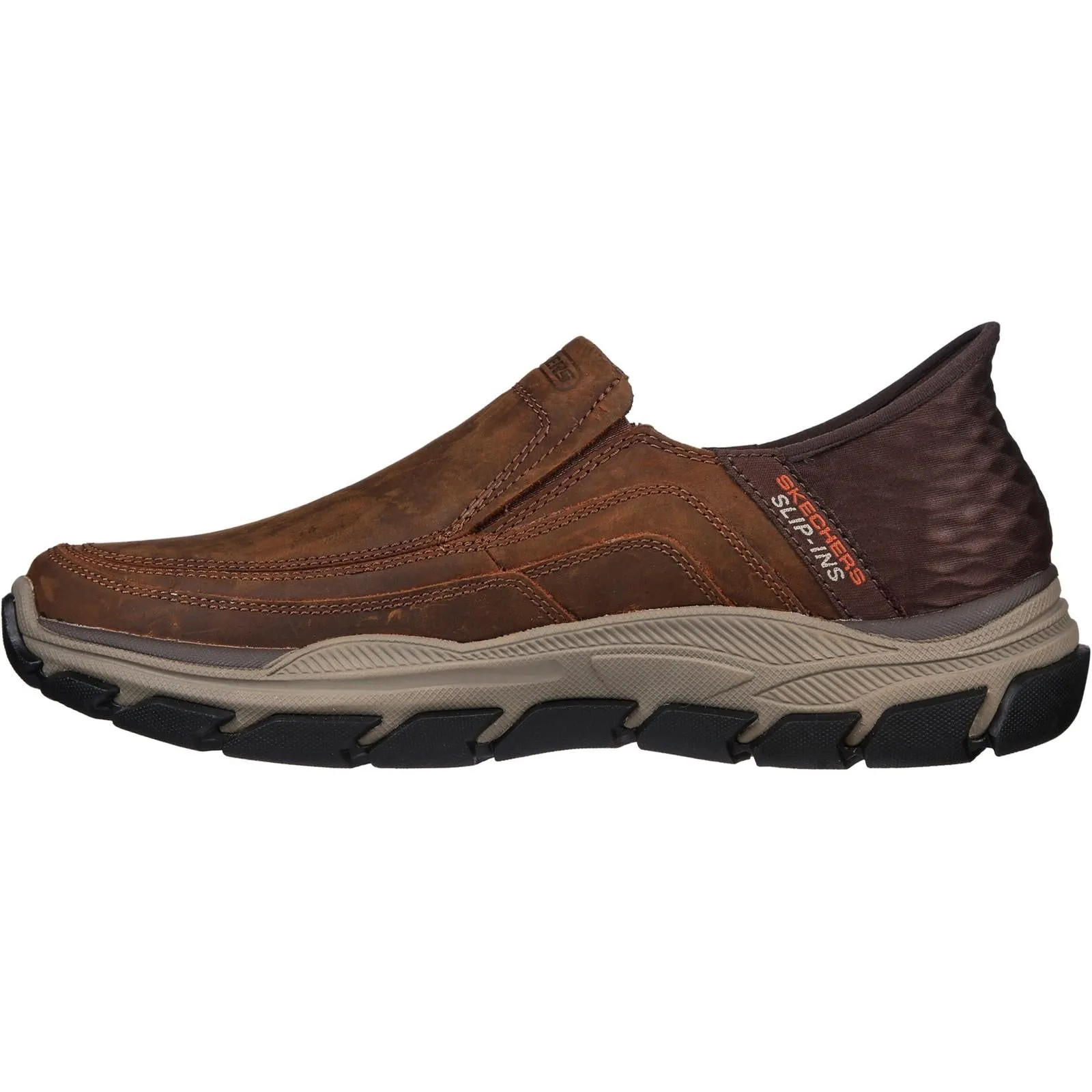 Men's Wide Fit Skechers 204810 Respected Elgin Trainers - Dark Brown