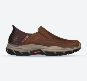 Men's Wide Fit Skechers 204810 Respected Elgin Trainers - Dark Brown