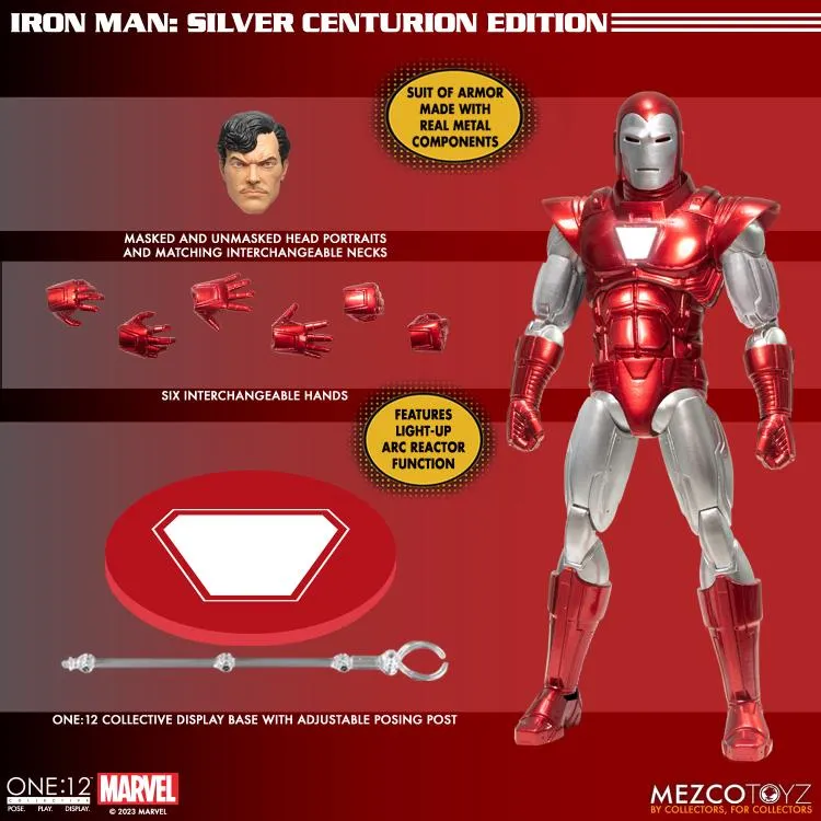 Mezco Toyz Marvel Comics Iron Man (Silver Centurion) One:12 Collective Action Figure Figure