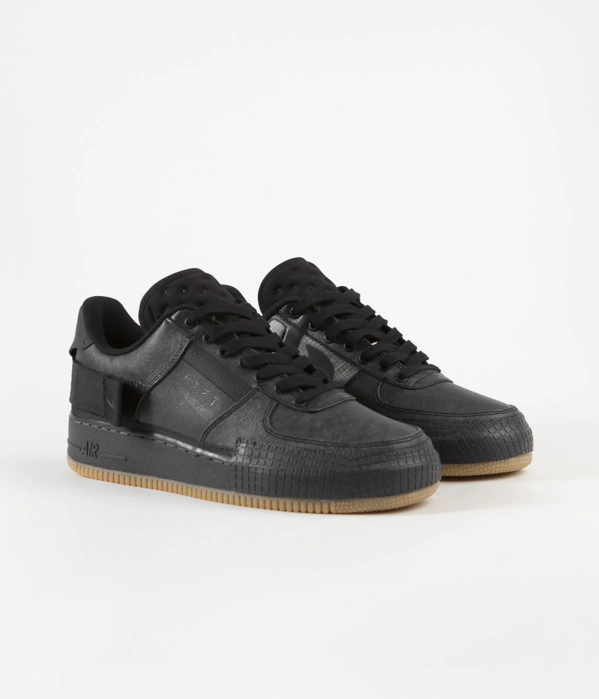 Nike Air Force 1 Type 1 Shoes - Black / Anthracite - Gum Light Brown