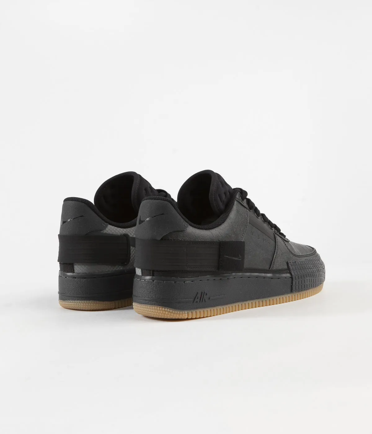 Nike Air Force 1 Type 1 Shoes - Black / Anthracite - Gum Light Brown