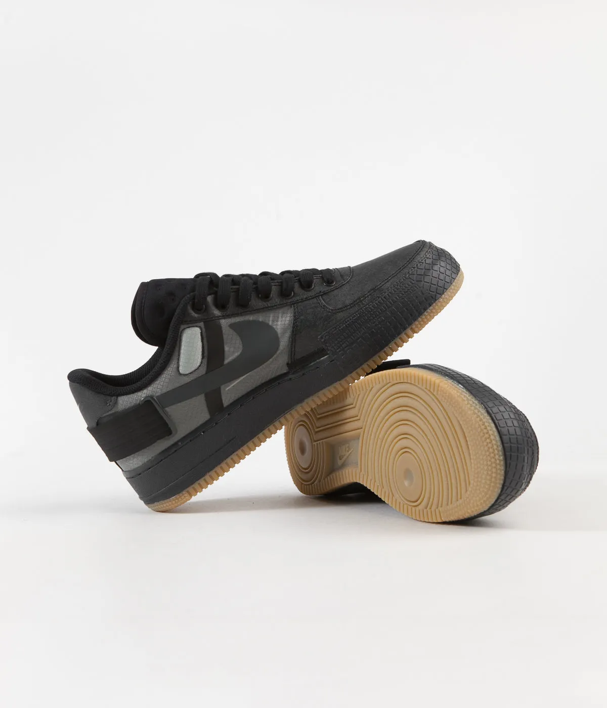 Nike Air Force 1 Type 1 Shoes - Black / Anthracite - Gum Light Brown