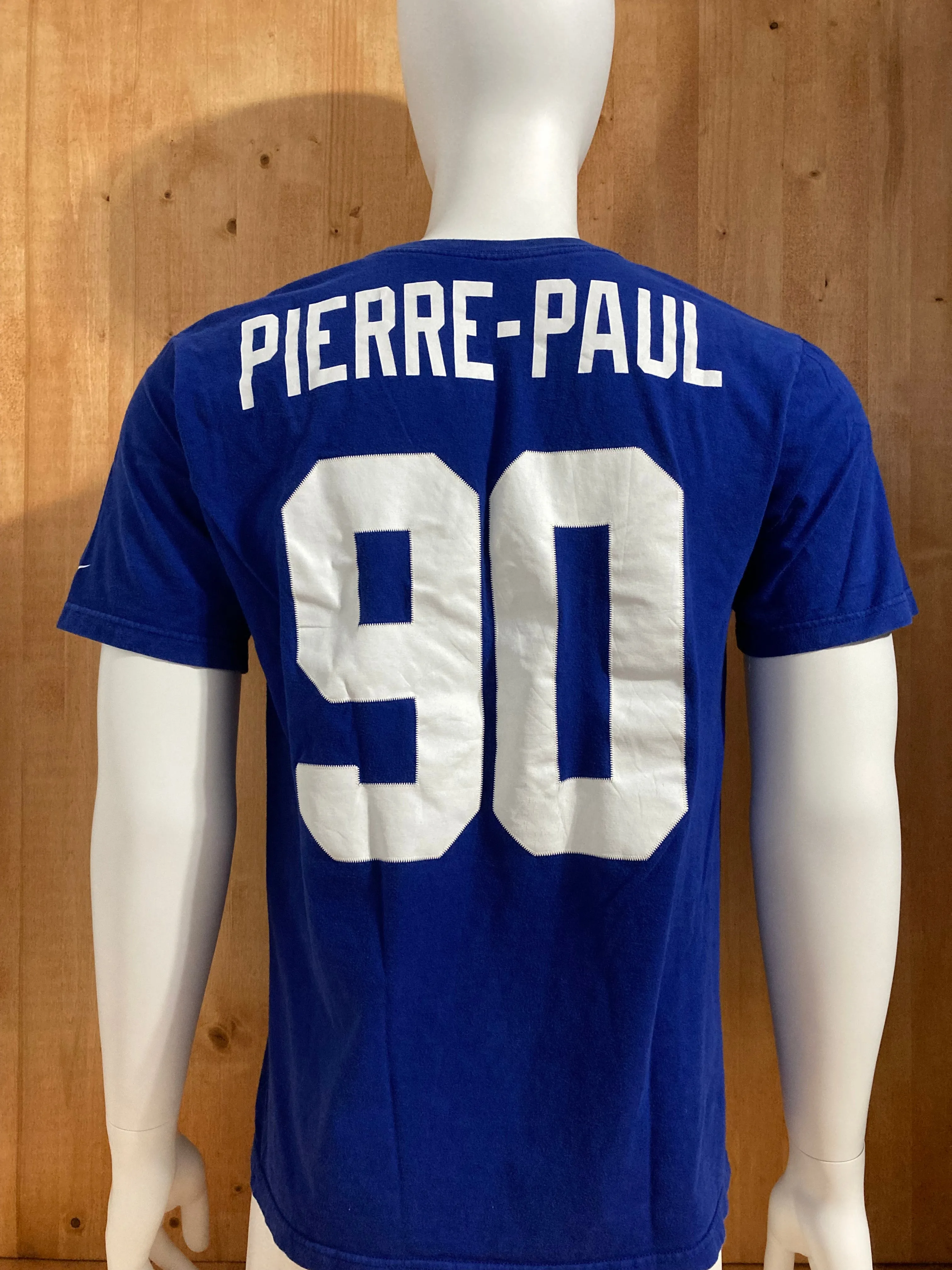 NIKE "JASON PIERRE PAUL" NY GIANTS #90 NFL FOOTBALL Graphic Print Adult T-Shirt Tee Shirt L Lrg Large Blue