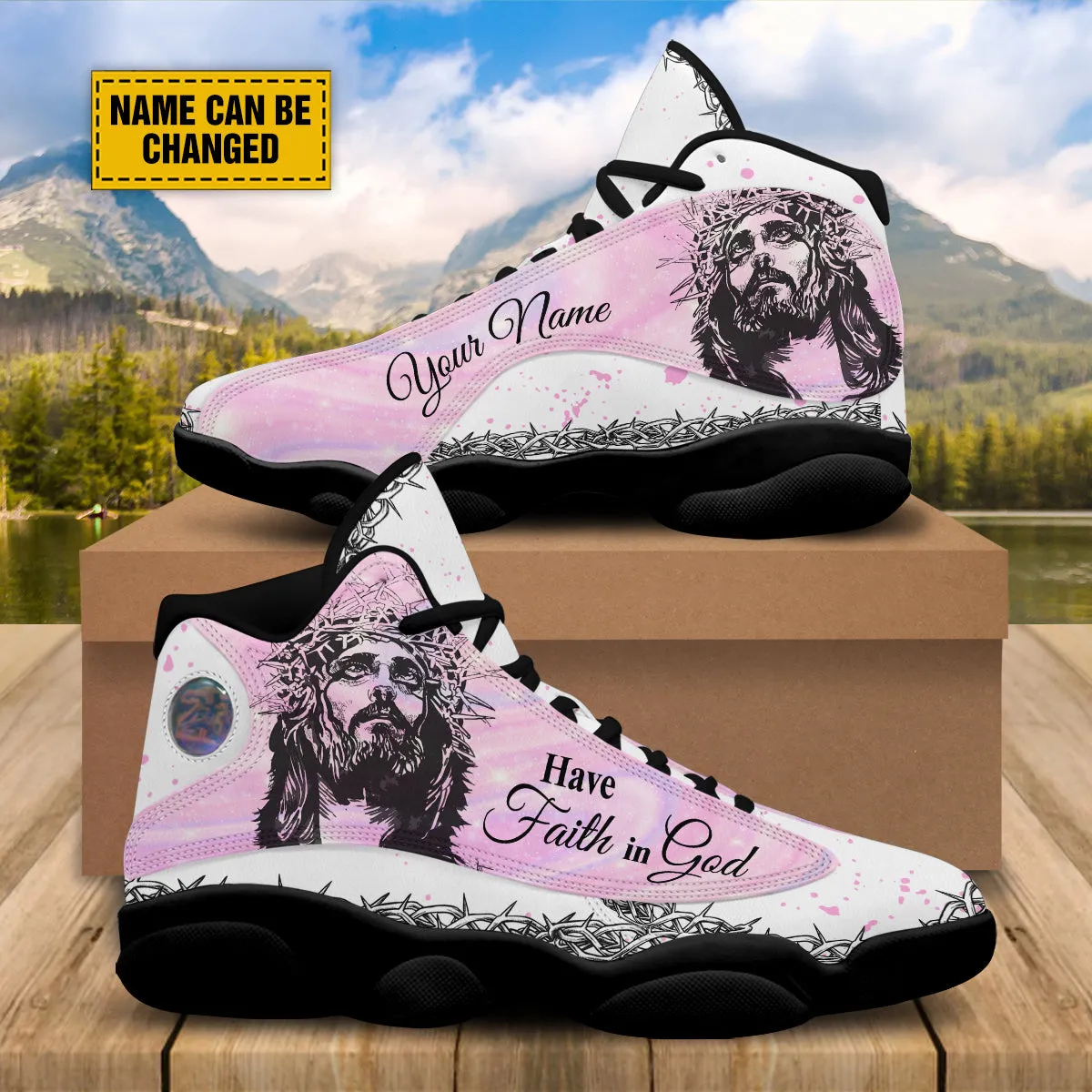 Personalized Have Faith In God Pink Jesus J13 Shoes - Jesus Shoes