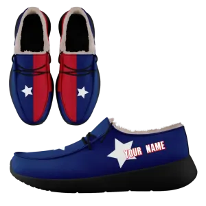 Personalized USA Flag Sneakers, Custom Stars and Stripes Loafer Shoes, Fur Lining Shoe, Pride in Comfort,FN042-24020304-5b