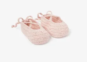 Pink Ballerina Hand Crocheted Baby Booties (0-12M)