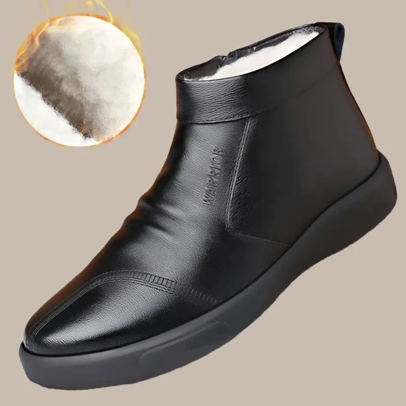 Plush Thickened Leather Waterproof Shoes