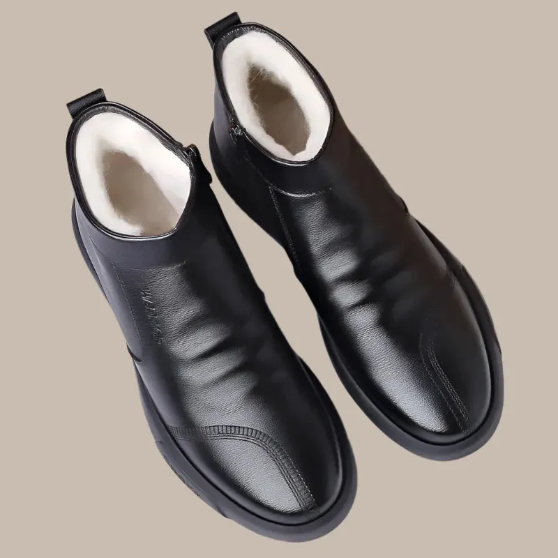 Plush Thickened Leather Waterproof Shoes